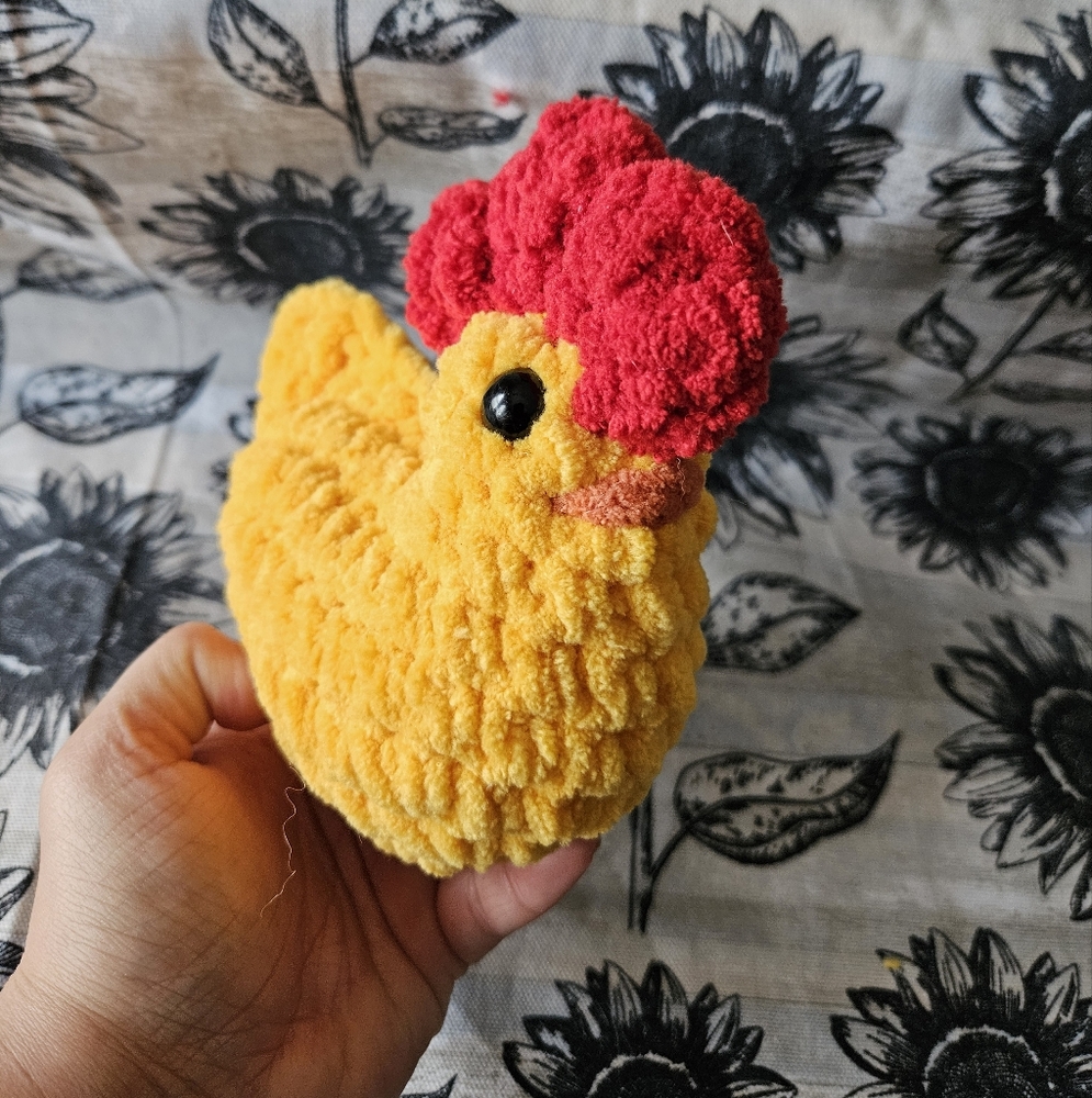 Crochet Yellow Chicken Rooster Amigurumi Plushie - Picture 5 of 6